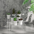 Acrylic Display Risers 6pcs, Clear Rectangular Display Organizer Stands, Acrylic Display for Funko Pop Figure, Desserts, Cupcake, Toys, Collectibles, Merchandises - 7.5''x8''x8.5''x9''x9.5''x10''