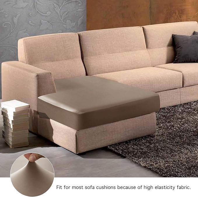 Yates Home Couch Covers for Sectional Sofa L Shape PU Leather Cushion Slipcover Water-Proof Elastic Chaise Seat Cover Protector Slip Cover for Settee Seater Replacement in Living Room（XXL, Camel