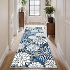 Area Rug 2x6 Blue White Washable Entry Rug Multicolored Tropical Botanical Modern Floral Indoor Kitchen Door Mat Entrance Carpet Non Slip for Bedroom Living Room, Porch