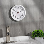 AKCISOT Wall Clock, Modern Small Wall Clocks Battery Operated 8 Inch, Silent Non-Ticking Analog Classic for Office, Home, Bathroom, Kitchen, Bedroom, School(Silver)