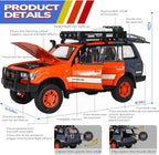 Toy Cars for Boys Diecast Cars 1 24 Scale Compatible with Land Cruiser LC80 Car Model Collectible,Pull Back Toy Car with Lights and Sounds,Toy Cars for Boys Age 4-7（Orange）
