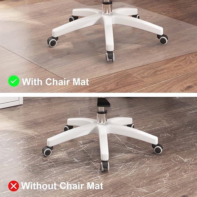 Office Chair Mat for Hard Floors,36"x48" Desk Mat for Chair for Hardwood Floor,Non-Slip Hard Floor Protector Desk Chair Mat for Home,Vinyl Floor Mat for Kids & Pets - Not for Carpet (Clear)
