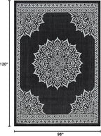 CAMILSON Outdoor Rug, 8x10 Medallion Black White Modern Area Rugs for Indoor and Outdoor Patios, Kitchen and Hallway Mats, Washable Porch Deck Outside Carpet (Medallion Black, 8 x 10)