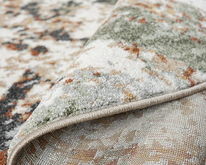 Keen Home Design Area Rugs - 8ft Round Non-Shedding, Abstract Rugs for Kitchen, Living Room, Bedroom, Dining Room, Entryway - Size: 7'10" Round, Multi