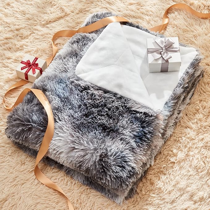GONAAP Fuzzy Faux Fur Throw Blanket Twin Size Tie-dye Marble Black Super Soft Cozy Plush Fuzzy Shaggy Blanket for Couch Sofa Bed (Tie-dye Marble Black, Twin(60"x80"))
