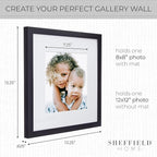 Sheffield Home 9 Piece Gallery Wall Frame Set, 12x12 in. Matted to 8x8 in. (Matte Black)