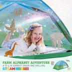 Animal Twin Bed Tent for Kids Indoor Fort - Magical Dream Tents for Boys Pop Up Toddler Bed Canopy for Girls Bunk Bed Tent for Top Bunk - Sensory Sleep Pod for Kids Educational