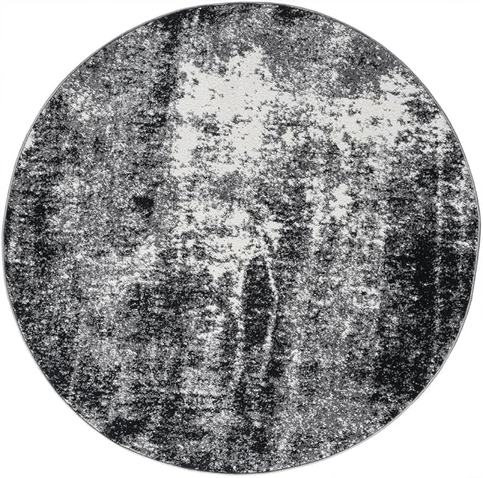 Keen Home Design Area Rugs - 10ft Round Non-Shedding, Abstract Rugs for Kitchen, Living Room, Bedroom, Dining Room, Entryway - Size: 10' Round, Abstract Black