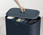 Joseph Joseph Tota Trio 90 liter/23.8 gallon Laundry Hamper Separation Basket with lid, 3 Removable Washing Bags with Handles- Black