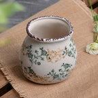 Vintage Flower Vase, Chinoiserie Floral Ceramic Vase for Home Decor, Green and White Decorative Vases for Centerpiece Table Decorations, Vases for Living Room Kitchen Entryway Mantle Shelf Decor Vase