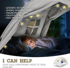 Beige Full Bed Tent for Kids Indoor Fort - Magical Dream Tents for Boys Pop Up Toddler Bed Canopy for Girls Bunk Bed Tent for Top Bunk - Sensory Sleep Pod for Kids Educational