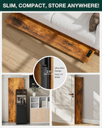 Frylr Small Folding Computer Desk – 55.1 Inch Portable Table for Craft and Study, Lightweight Desk for Small Spaces, Foldable Laptop Table Built-in AC/USB Outlets for Convenience, Rustic Brown