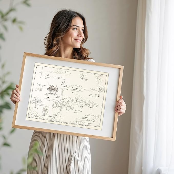 Winnie The Pooh Hundred Acre Wood Map - 8x10 Art Print (Unframed) | Neutral Nursery Decor | Kids Bedroom Wall Decor | A. A. Milne | Boys Room or Girls Room Artwork | Vintage Original Drawing