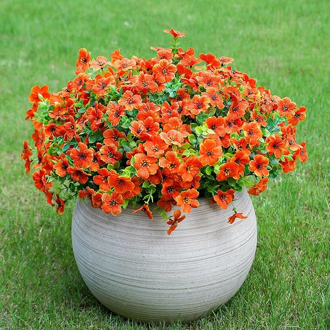 alyptus Artificial Mums for Outdoors – 12 Bundles UV Resistant Fall Flowers, Faux Outdoor Flowers & Fake Mums for Porch Decor, Planters, Thanksgiving, Halloween & Fall Decorations