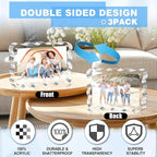 Aheroi 5x7 Acrylic Photo Frames, 3 Pack Clear Acrylic Picture Frame, Freestanding Scalloped Magnetic Picture Frames, Transparent Double Sided Frameless Frame for Desktop, No Instal No Toxic