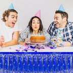 3P Blue Foil Fringe Metallic Tassel Streamers Banner Tassel Garland for Parade Floats, Bachelorette, Wedding, Birthday, Halloween, Christmas, Bridal/Baby Shower Party Decorations