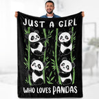 Panda Blanket Gifts for Girl Woman - Just A Girl Who Loves Pandas Cute Animal Lovers Throw for Teen Kids Adults Soft Fleece Cozy Bed Couch Decor Birthday Christmas Lightweight Blanket 50"x60"