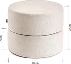 Pouf Ottoman Foot Rest Stool, Full Foam Filling Footstool for Couch, Living Room, Bedroom, Modern Comfor Floor Poof Seating (Apricot)