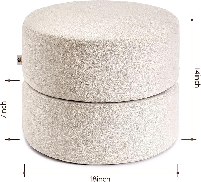 Pouf Ottoman Foot Rest Stool, Full Foam Filling Footstool for Couch, Living Room, Bedroom, Modern Comfor Floor Poof Seating (Apricot)