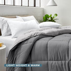 Bare Home Queen Comforter - Reversible Colors - Goose Down Alternative - Ultra-Soft - Premium 1800 Series - All Season Warmth - Bedding Comforter (Queen, Grey/Light Grey)