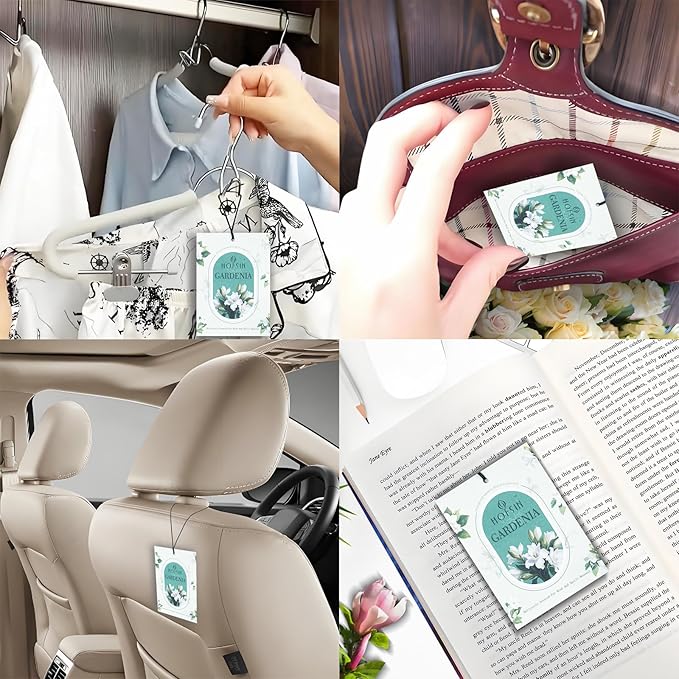 12 Packs Fragrance Bags with Hanging Strings, Air Freshener Deodorizer for Closet and Drawer,6 Scents Option- Lavender,Magnolia,Jasmine,Rose,Osmanthus,Gardenia (Gardenia)