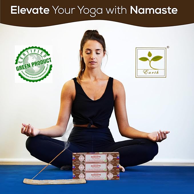 Satya Namaste Incense Sticks, Satya Bng (Bangalore) Insenses 15gmx3 Pack with Raajsee Incense Holder Bundle, Satya Nagchampa Natural Incense