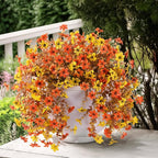 Artificial Hanging Fall Flowers for Outdoors Decoration,2 Pcs Fake Silk Plant Ourdoor Daisy Realistic UV Resistant for Home Indoor Porch Patio Wall Balcony Yard(Yellow Orange)