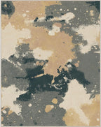 Area Rugs 8x10 for Living Room Bedroom, Modern Splash Abstract Machine Washable Rug, Large Soft Low Pile Floor Cover with Non Slip Backing for Dining Room, Cream/Gray/Brown
