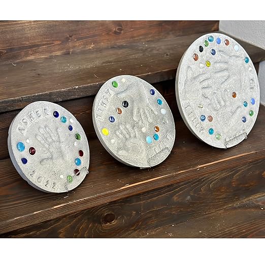 Large DIY Stepping Stone Kit, Handprint Stepping Stone, Mother's Day Gift, Footprint Stepping Stone (14 Inch)