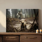 Framed Jesus Christ Wall Art Canvas Jesus and Lamb of God Christian Painting Prints Biblical Wall Decor Religious Room Decor for Church Prayer Room Christian Schools Hospitals 12" x 16"