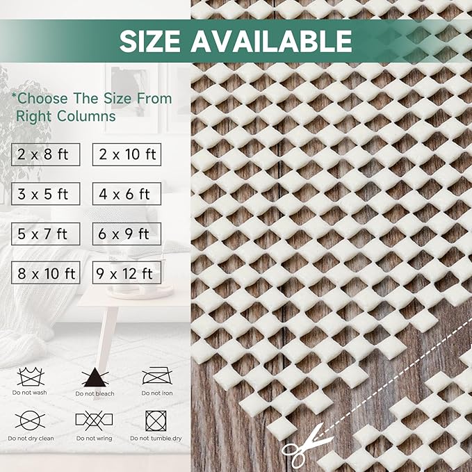 BALEINE Non Slip Rug Pad Rug Gripper for Hardwood Floors, Extra Thick Non Slip Mat Under Carpet (9'x12')