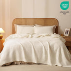 PHF 100% Cotton Waffle Weave Blanket King Size, Soft Lightweight Breathable Cozy Summer Blankets for Bed, Luxury Aesthetic Woven Bedding for Home Decor, 108"x90", Undyed