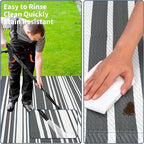 Waterproof Outdoor Rug 8x10 Contemporary Reversible Plastic Straw Rug, Easy Cleaning Striped Patio Carpet, UV-Resistant Indoor Outdoor Floor Cover for RV, Porch, Deck, Backyard, Grey