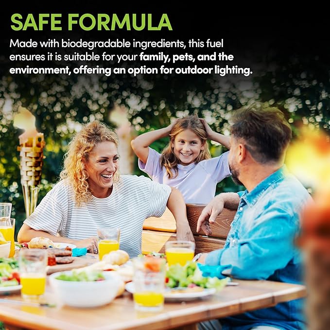 Smart Fuel Citronella Torch Fuel - Clean Burning, Biodegradable Formula with Extended Burn Time, Ideal for Oil Lamp, Tiki Torches for Outside Gatherings – 1 Quart, Pack of 1