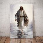 Fantasy Artists Jesus Christ Wall Art Jesus Walking On Water Canvas Print Christian Painting Biblical Wall Decor Religious Room Decor for Church Prayer Room Christian Schools Hospitals 24'' x 36''
