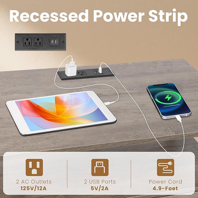 27 Inch Wide Night Stand with Charging Station, Wood Nightstand with Open Shelf, Large Drawer Bedside Table for Living Room/Bedroom/Office (Rustic Gray)