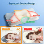 Aone Cervical Pillow for Neck and Shoulder Pain Relife, Memory Foam Neck Pillow with Breathable Pillowcase for Side Back Sleeping, Stomach Sleepers, Queen Size 25.5x14x5.9 Inches