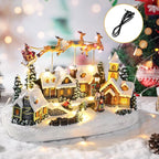 Bdor Christmas Village Lighted Decoration Musical Animated Display Christmas Collectible Santa Deer Battery Operated Indoor Decor