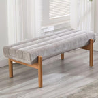 Upholstered Bench Grey Modern End of Bed Bench Chenille Fabric Bedroom Bench for Entryway Living Room Vanity Makeup Room, 47" Long, Wooden Legs