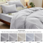 Bedsure Duvet Cover King Size with Fitted Sheet - 4 Pieces Prewashed Cotton-Like Extra Soft Bedding Set, Includes 1 Duvet Cover 104x90 Inches, 2 Pillow Shams, 1 Fitted Sheet, Light Grey