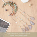 Agate Gemstone Big Dream Catcher 7 Chakra Tree of Life Dream Catcher with Crystal Stones Handmade Dreamcatcher Wall Decor for Adults Boys Girls,Bedroom,Garden,Bless Gift(Large Aqua Moon)