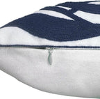 Alysheer Farmhouse Floral Leaves Embroidered Decorative Throw Pillow Cover 18x18 inches, Boho Tufted Flowers Embroidery Pattern Chic Cotton Cushion Case for Couch Bed Sofa Living Room(Navy Blue)