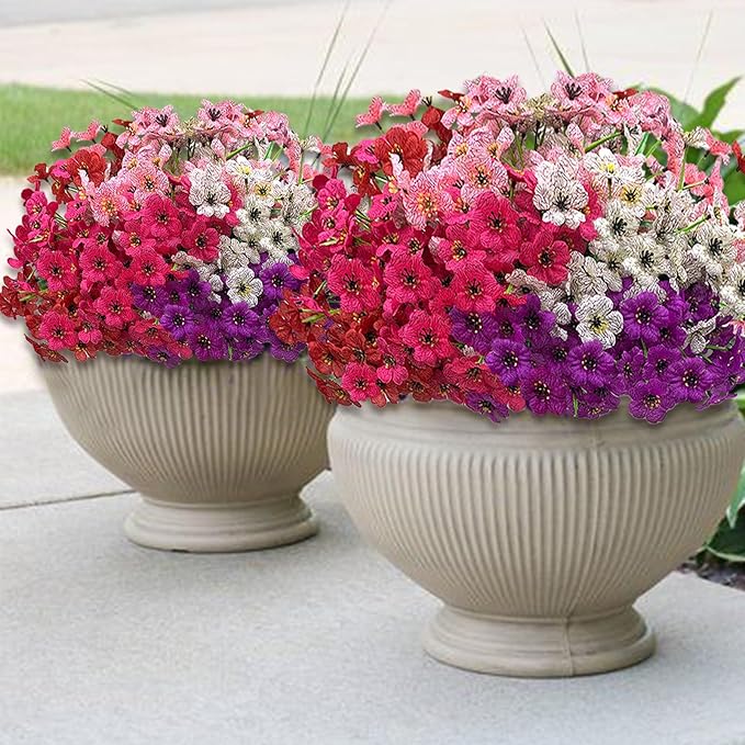 20 Bundles Artificial Flowers for Outdoors,Fake Silk Flowers with Plastic Plants for Outside,Faux mums Realistic Flowers for Window Box Yard Front Porch Balcoy Dector (Mixed Color)