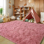 9 x 12 Large Area Rugs for Living Room, Ultra Fluffy Plush Rug for Living Room Bedroom, Thick Fluffy Carpet for Girls Boys Kids Room, Non Slip Dorm Rug for Home Decor Aesthetic, Cameo Pink