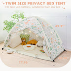 Twin Size Bed Canopy, Twin Bed Tent Indoor with Star Lights, Privacy Space Blackout Sleeping Tents, Indoor Breathable Portable Floor Bed Tent for Boys and Girls, Dinosaur