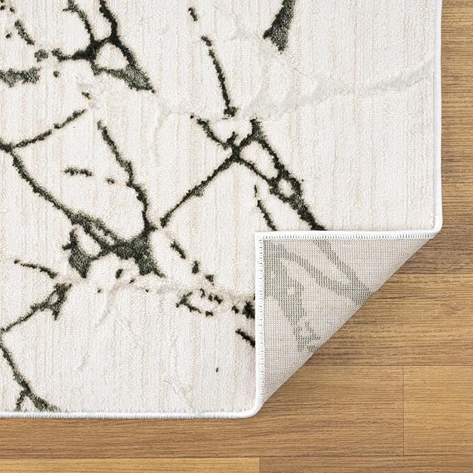 LUXE WEAVERS Modern Abstract Nature Cream Green 2x3 Entryway Rug, Non-Shedding Hallway Carpet