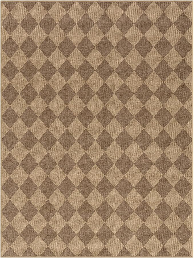 Lahome Checkered Easy Jute Rug, 9x12 Washable Dining Room Rug Indoor Outdoor Carpet, Farmhouse Neutral Non Slip Non Shedding Stain Resistance Floor Carpet for Patio Living Room Office