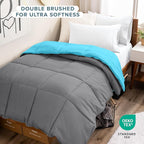 Bare Home Twin/Twin Extra Long Comforter - Reversible Colors - Goose Down Alternative - Ultra-Soft - Premium 1800 Series - All Season Warmth - Bedding Comforter (Twin/Twin XL, Grey/Aqua)
