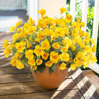 Fall Flowers Fake Flowers for Outdoors Autumn Decoration, 6 Bundles Faux Silk Hibiscus Artificial Plants Realistic UV Resistant Tropical Flowers for Outside Planter Patio, Yellow