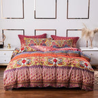 ABREEZE Bohemian Duvet Cover Set Colorful Orange Boho Retro Bedding Set Damask Paisley Cotton Duvet Cover Tribal Reversible Bedding Exotic Style Comforter Cover 3-Piece Full